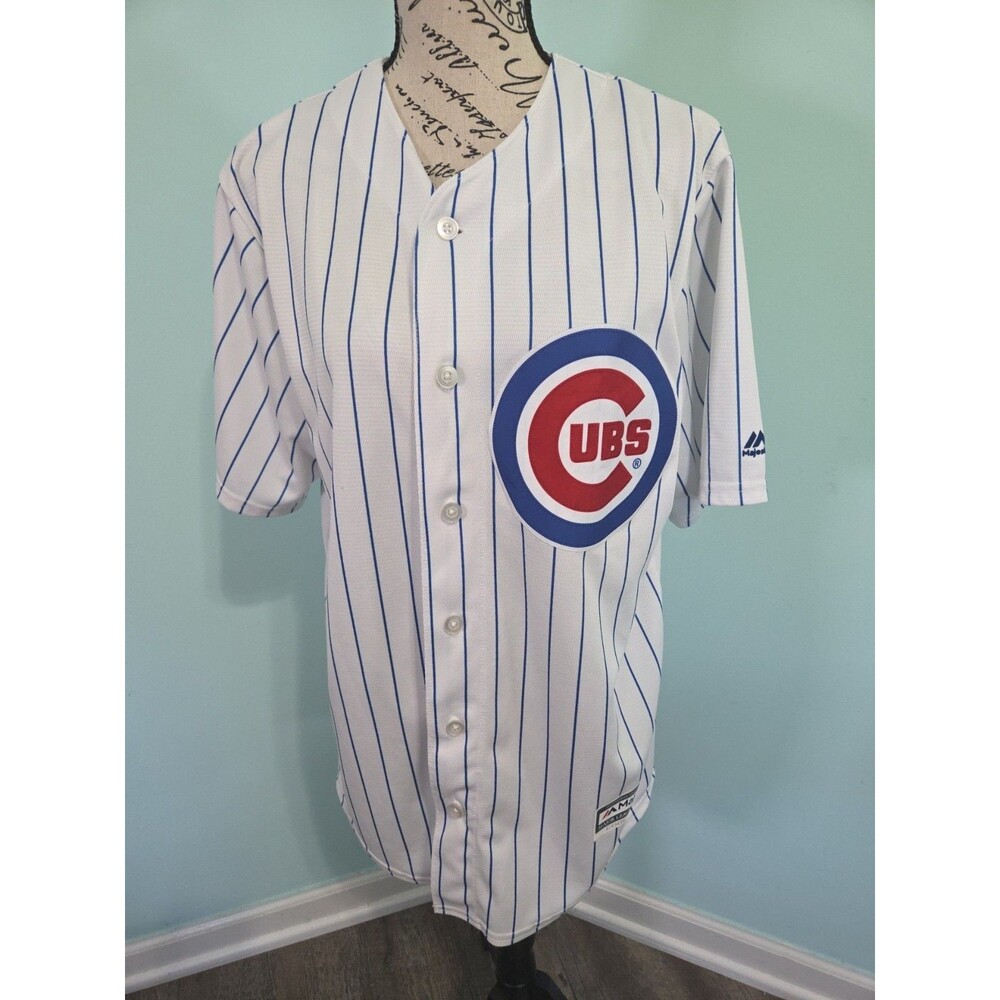 Men's Chicago Cubs Javier Baez Majestic White Home Cool Base Player Jersey